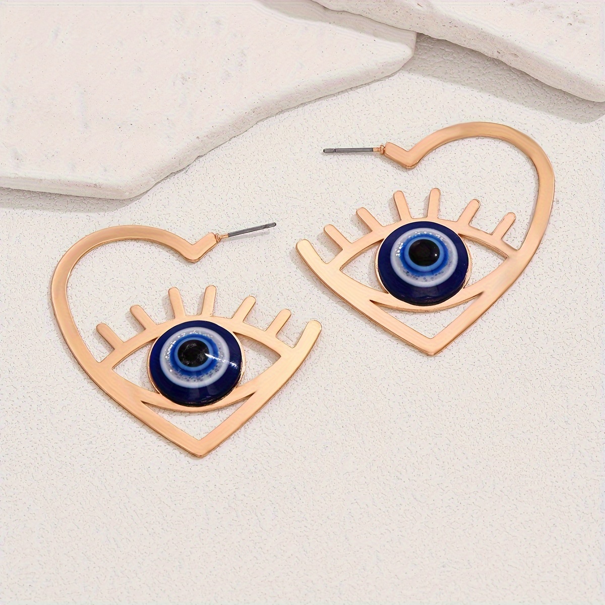 Geometric Hoop Earrings Devil Eye Decor